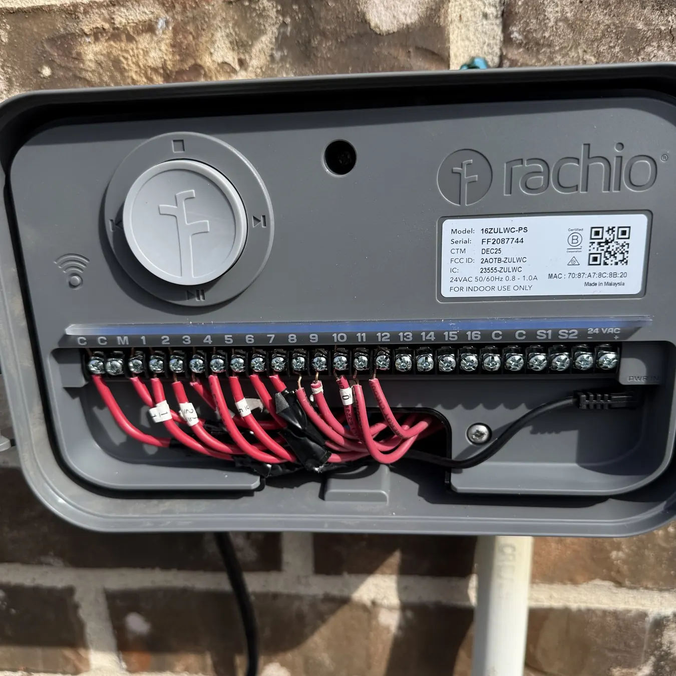 Sprinkler controller wiring during installation
