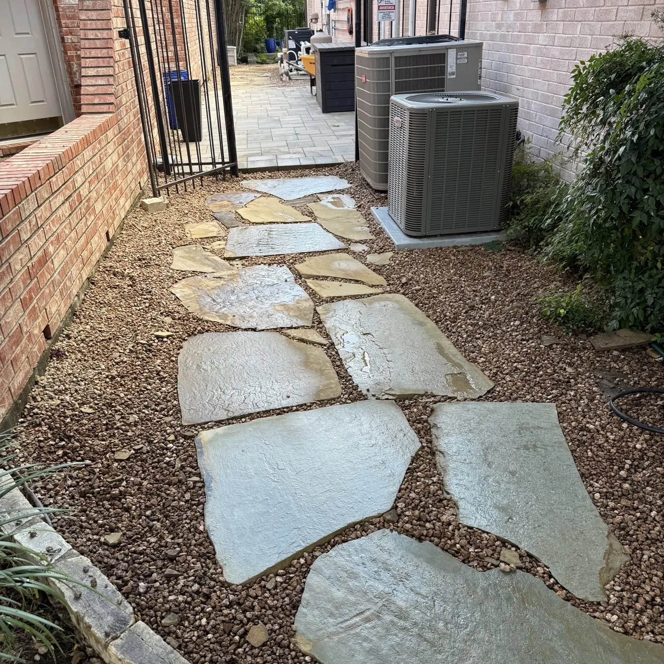 Flagstone walkway installation in Frisco