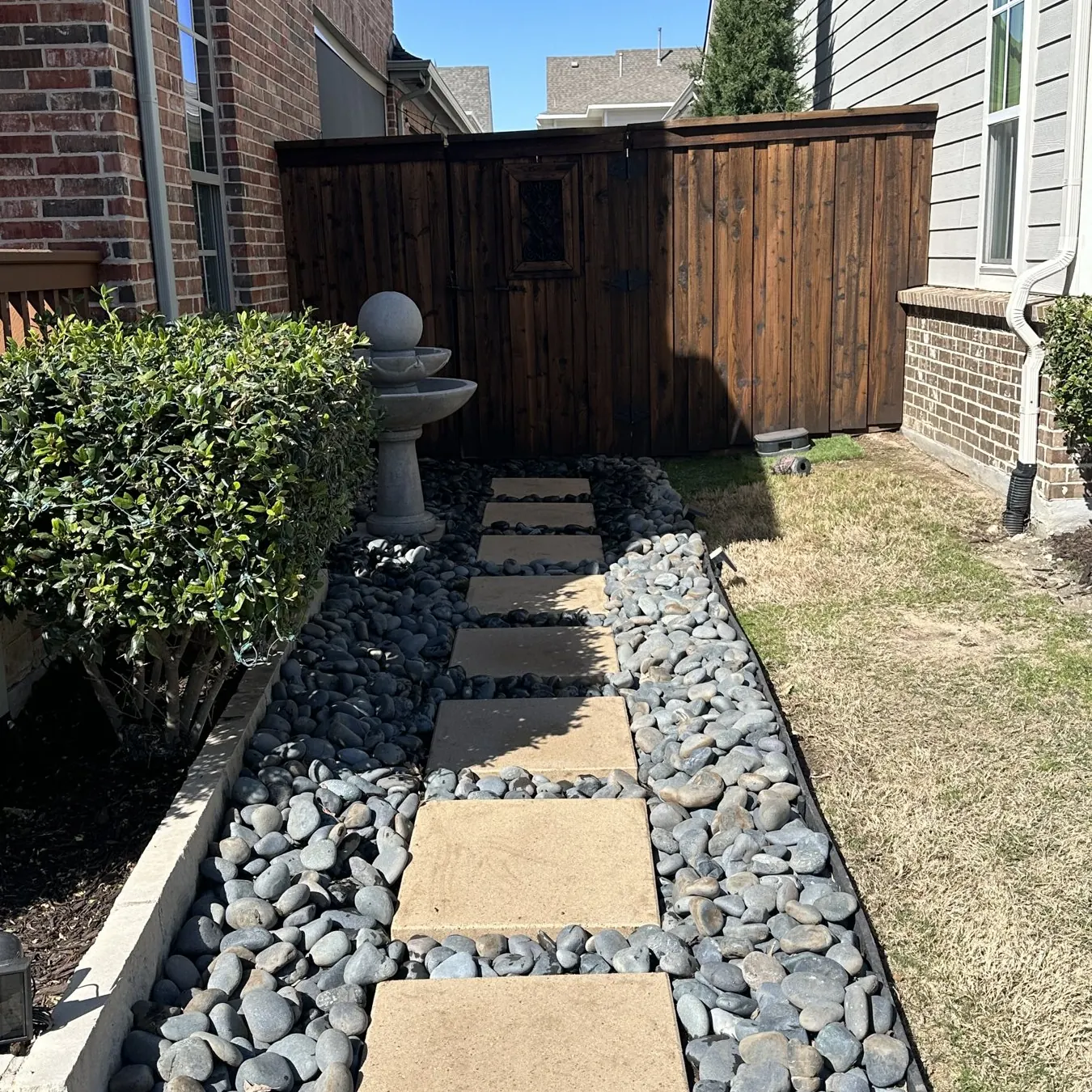 Stepping stone path set in river rock